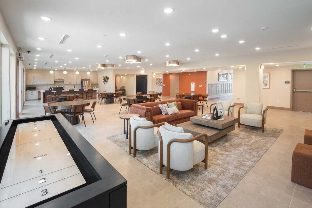 Clubhouse with  lots of seating at Heirloom at Pebble in Las Vegas, Nevada