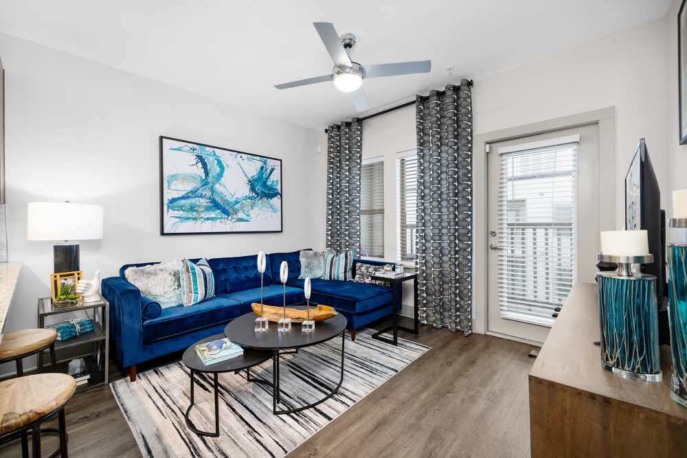 Apartment living room 1 bedroom unit at SoBA Apartments in Jacksonville, Florida