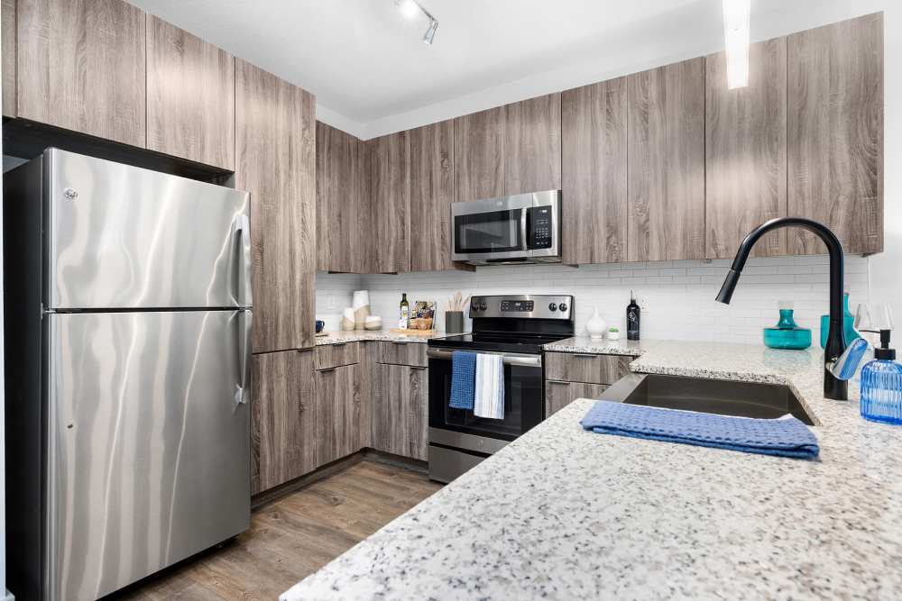Apartment kitchen 1 bedroom unit at SoBA Apartments in Jacksonville, Florida
