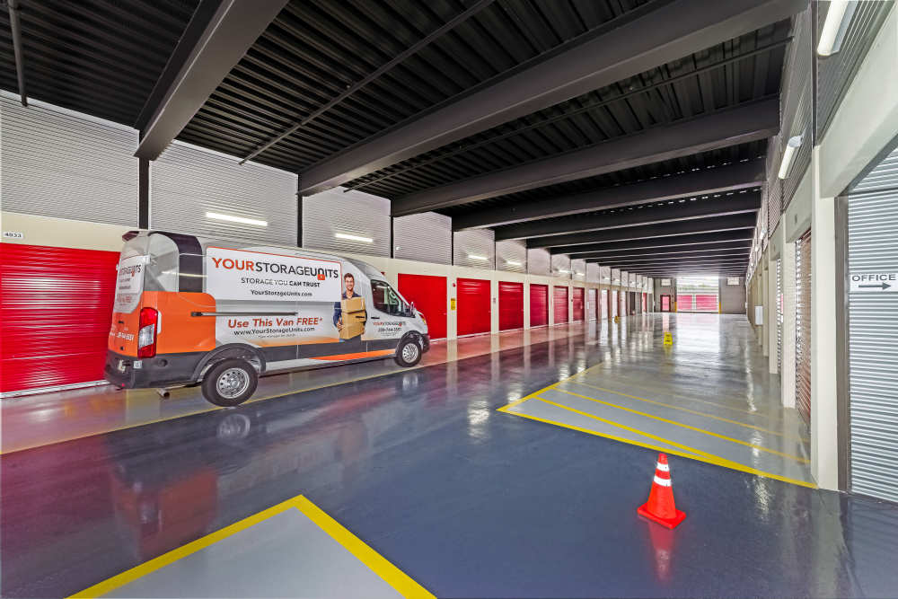 Drive up with a storage van at Your Storage Units Ft. Myers in Fort Myers, Florida