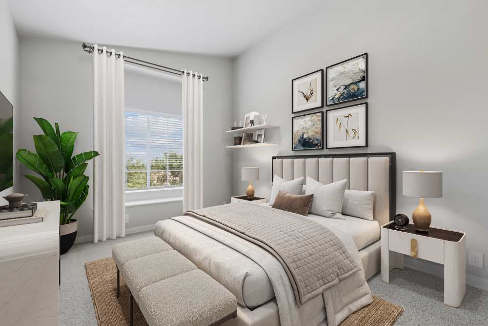 Bright and airy, spacious bedroom at Paloma Summit Condominium Rentals in Foothill Ranch, California