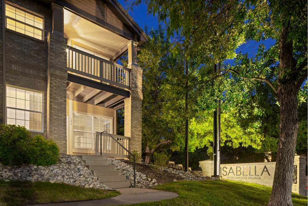 Dusk at Isabella Apartment Homes in Greenwood Village, Colorado