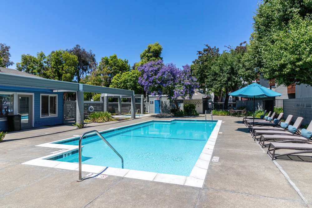 Swimming pool at Gateway Apartments in San Leandro, California