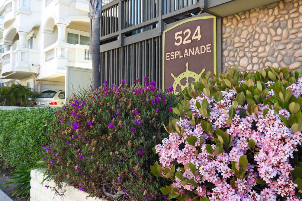 Community signage board  at Esplanade in Redondo Beach, California