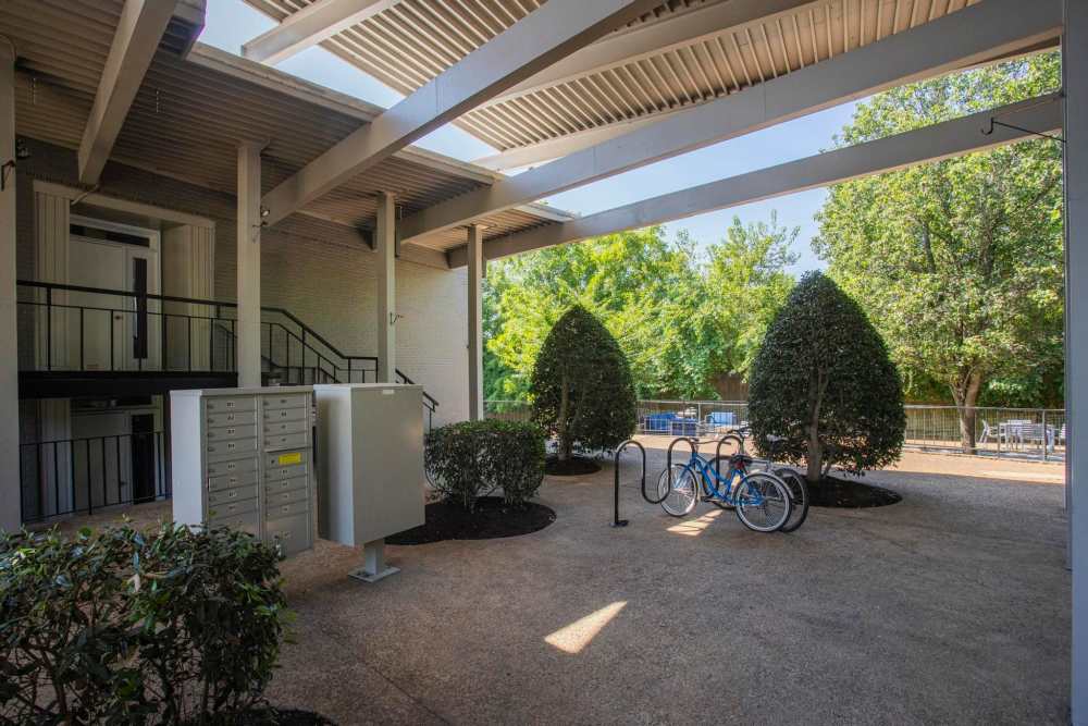 Foyer with Mailboxes and Bike Rack
