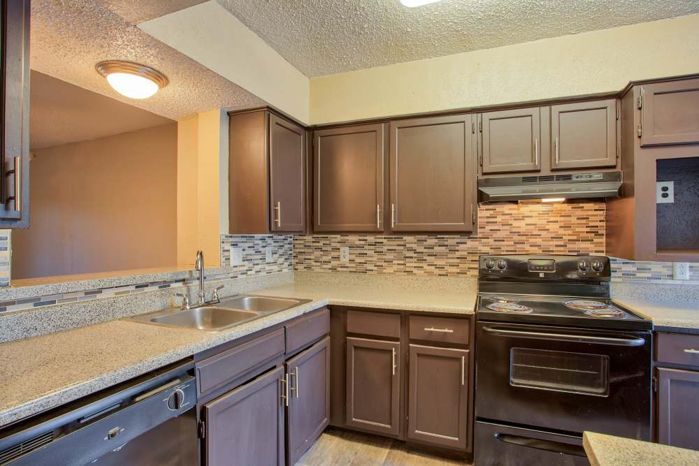 Cozy kitchen at Highlands Creek Apartments in Dallas,Texas