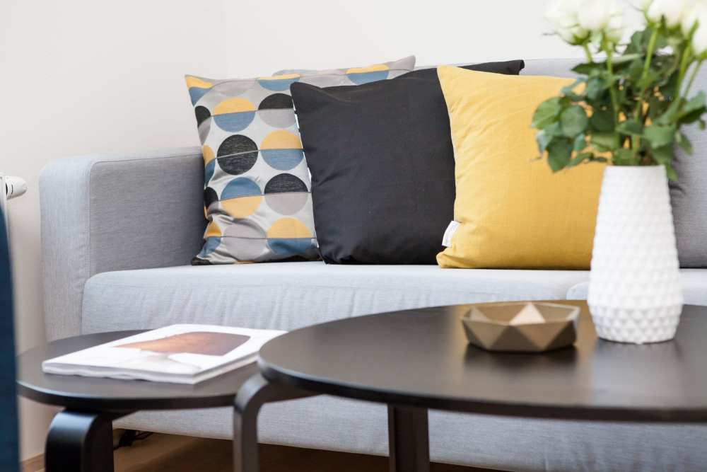 Coffee table and a couch at Commerce Senior in Los Angeles, California