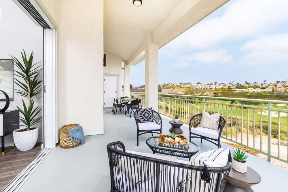 Private patio at Marea in Dana Point, California