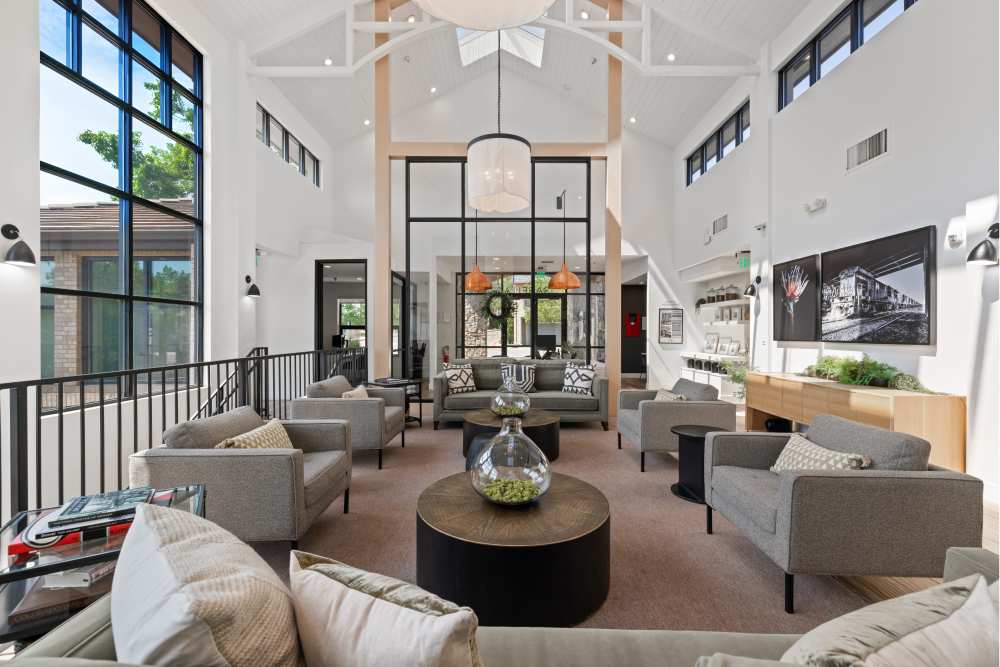 Interior view of the resident clubhouse Isabella Apartment Homes in Greenwood Village, Colorado