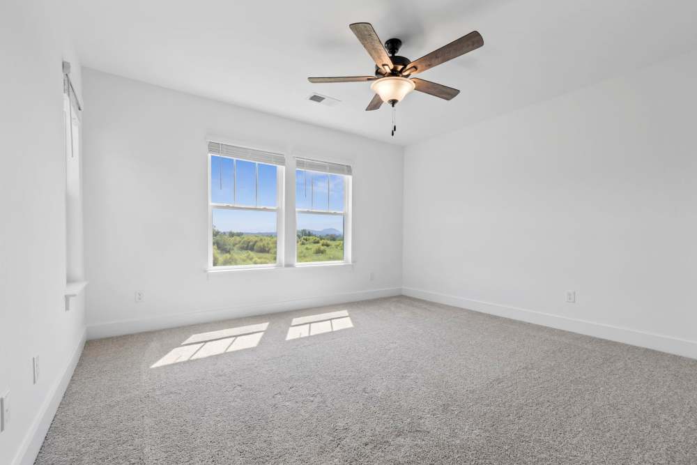 Bright room with large windows and cozy carpeting at Artisan Living Mills River in Mills River, North Carolina