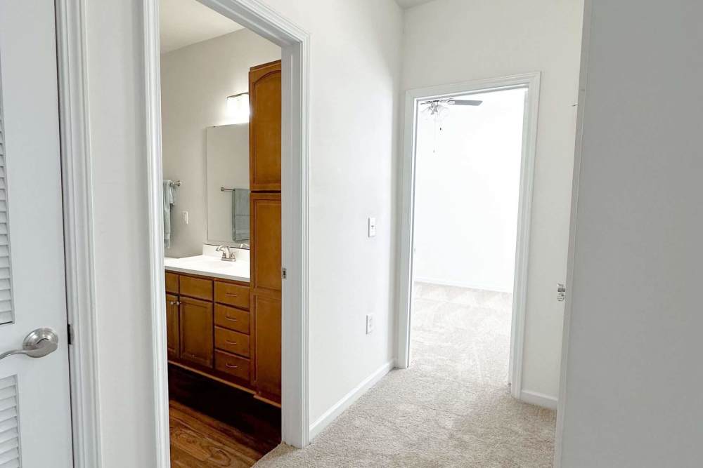 Bedroom hallway with bathroom access at Windsor Upon Stonecrest in Burlington,North Carolina
