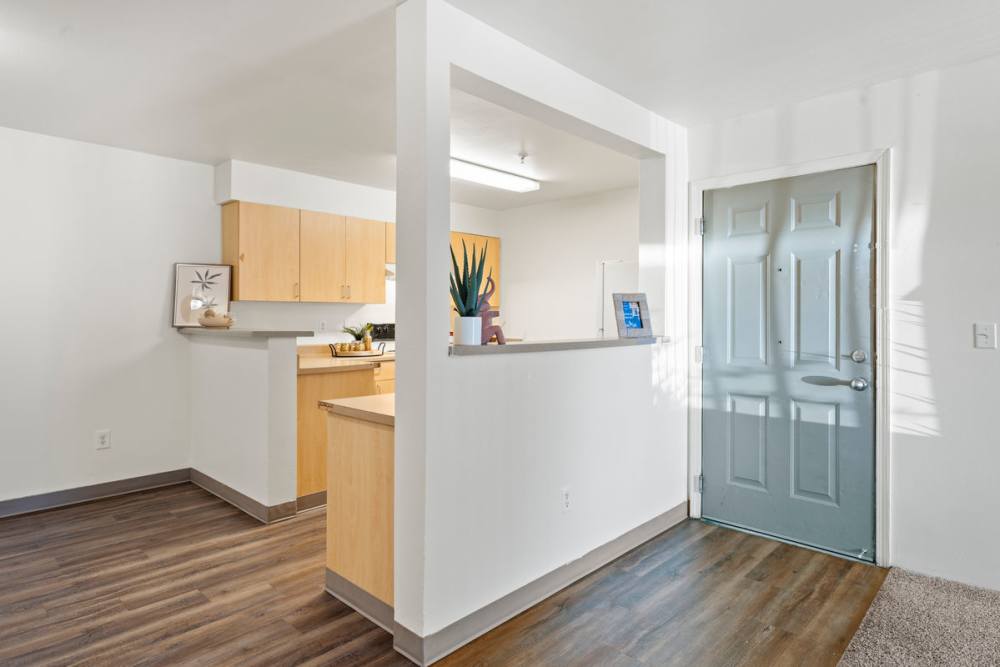 Heron Creek 3x2 Kitchen & Front Door Photo Gallery | Heron Creek Apartments in Moses Lake, Washington