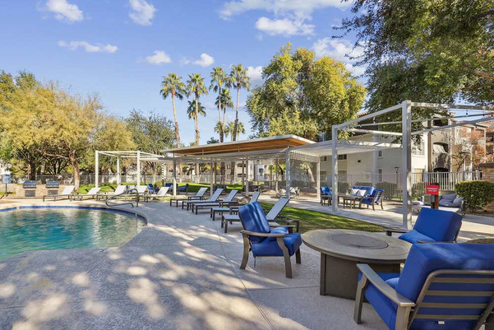 Community sitting area on the pool deck at Lennox in Avondale,Arizona