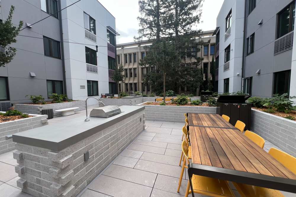 Community BBQ area at The Acacia in Palo Alto, California