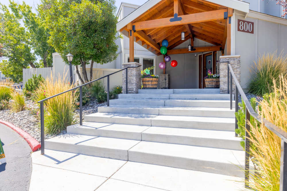 Main entrance at The Lodge at McCarran Ranch Apartment Homes in Reno, Nevada
