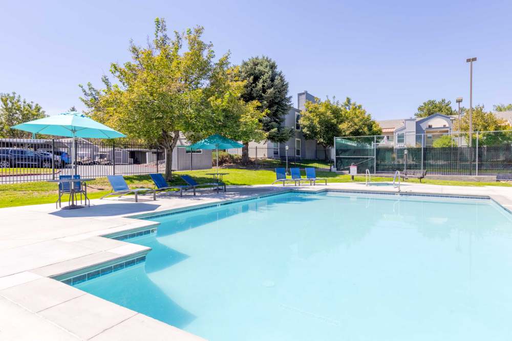 Luxury in-ground resident pool at The Lodge at McCarran Ranch Apartment Homes in Reno, Nevada