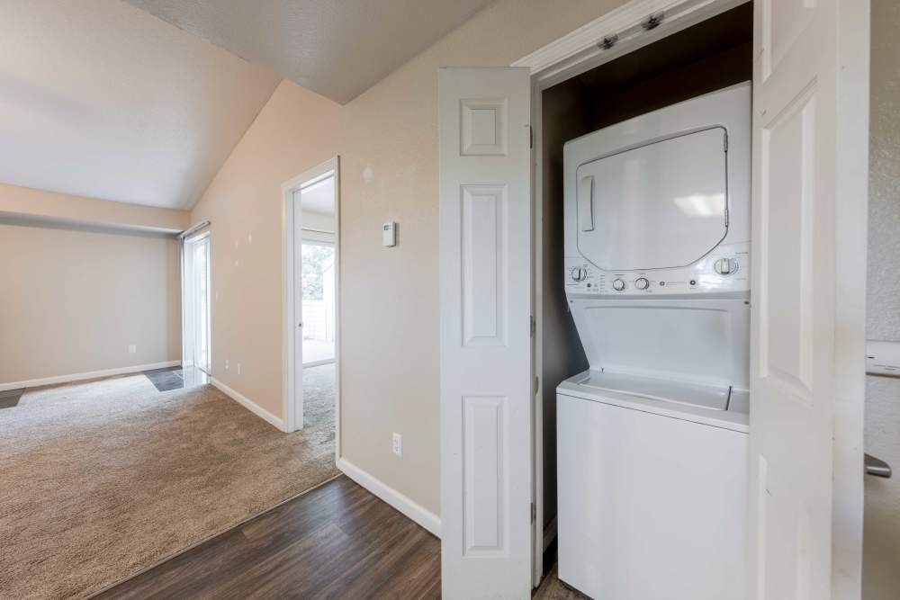 Washer and dryer in apartment at The Lodge at McCarran Ranch Apartment Homes in Reno, Nevada
