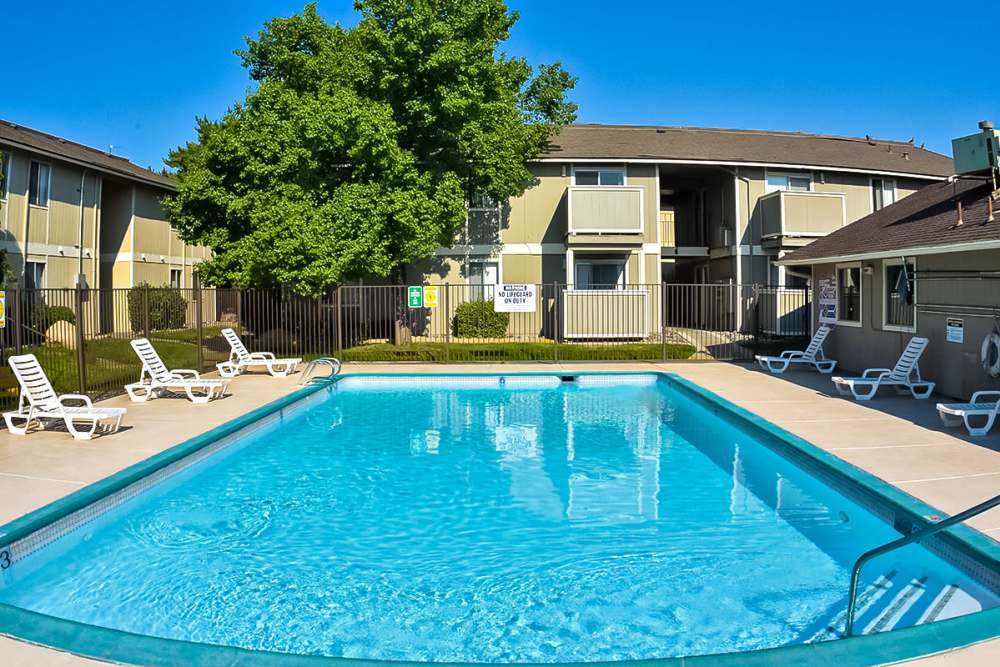 Resort-style swimming pool at Village of the Pines in Reno, Nevada