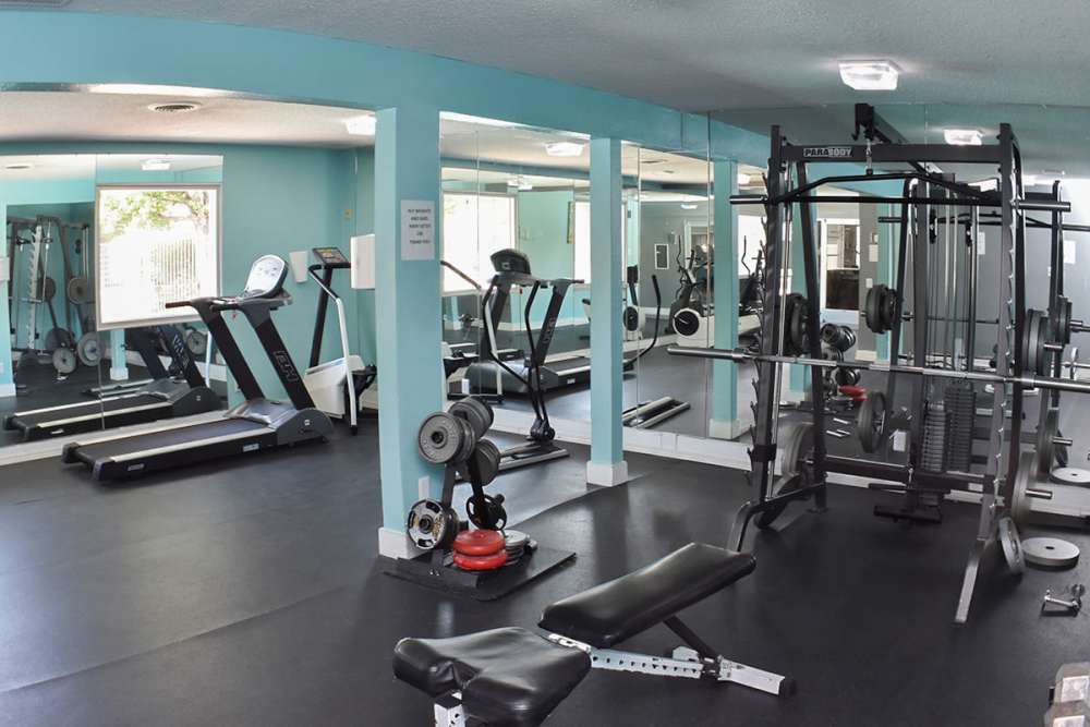 Well-equipped fitness center at Village of the Pines in Reno, Nevada