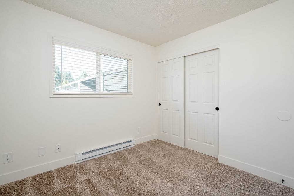 Spacious bedroom area at Firwood Station in Portland, Oregon