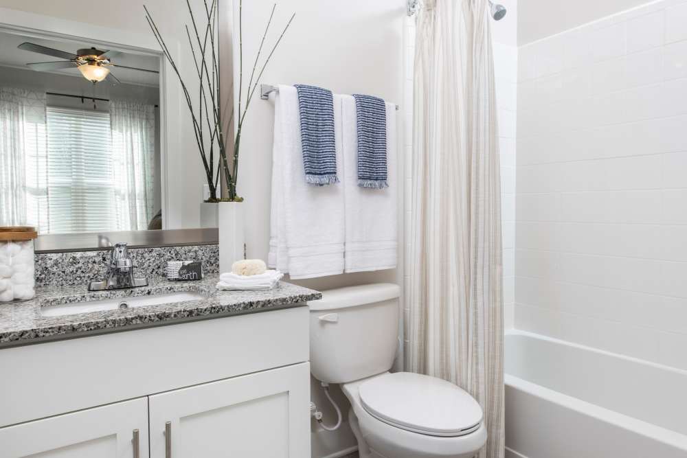 Bathroom with bathtub at South City Apartments in Summerville, South Carolina