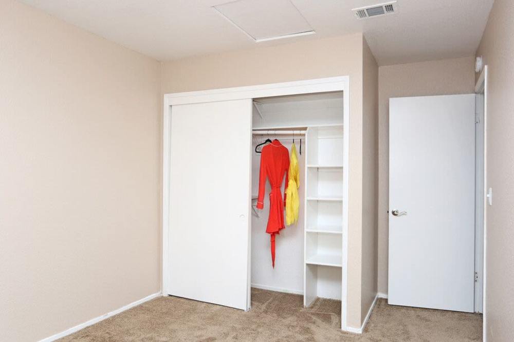 Closet in the bedroom at Willow Grove in Modesto, California