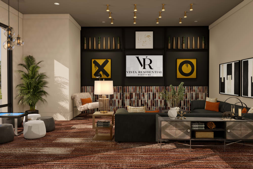 Clubhouse with multiple seating at Main Street Vista in Holly Springs, North Carolina 