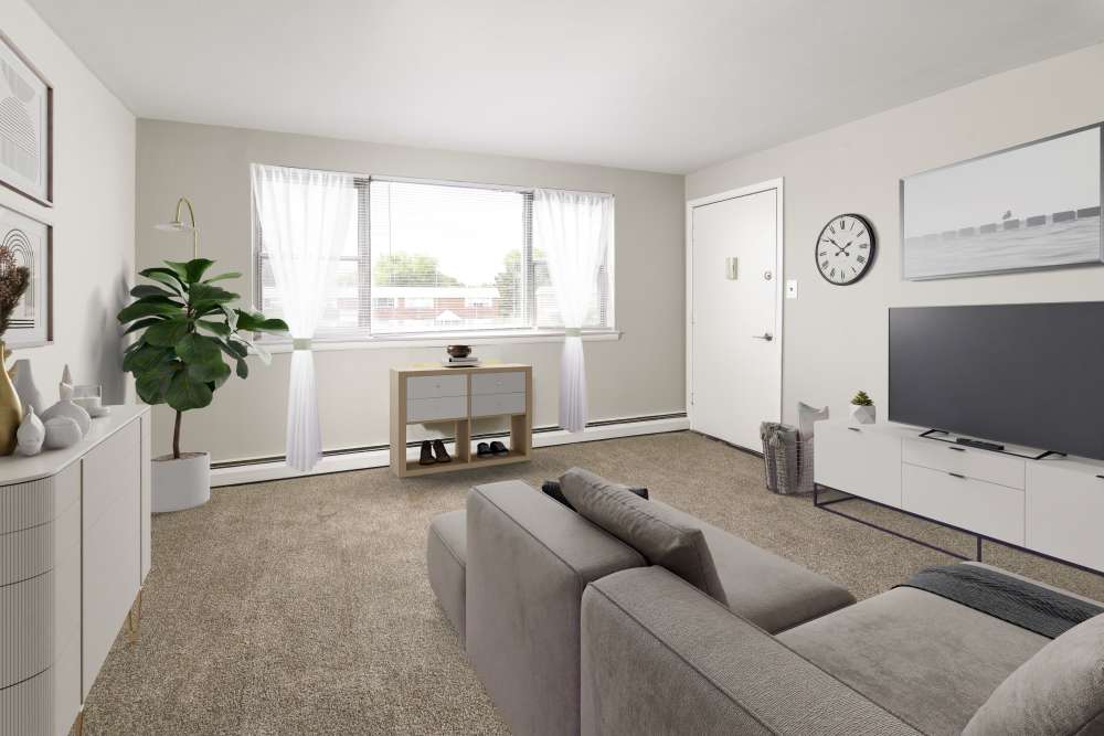 Living room at Aston Pointe Apartments in Aston, Pennsylvania