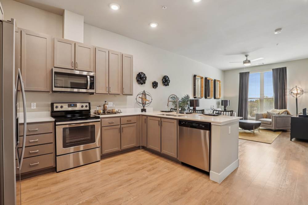 Kitchen with modern appliances in BDX at Capital Village