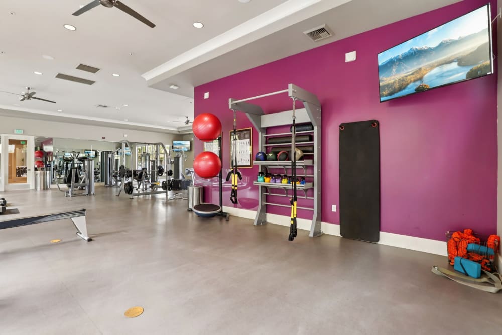 24-hour fitness center at BDX at Capital Village in Rancho Cordova, California