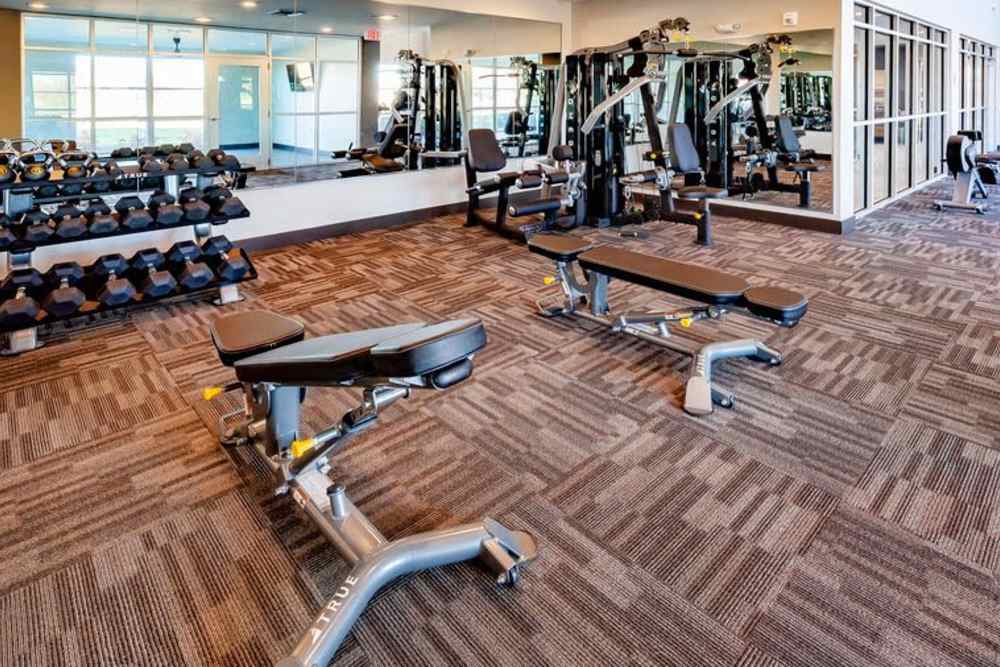 Fitness centre at Flats at Stones Crossing in Greenwood, Indiana