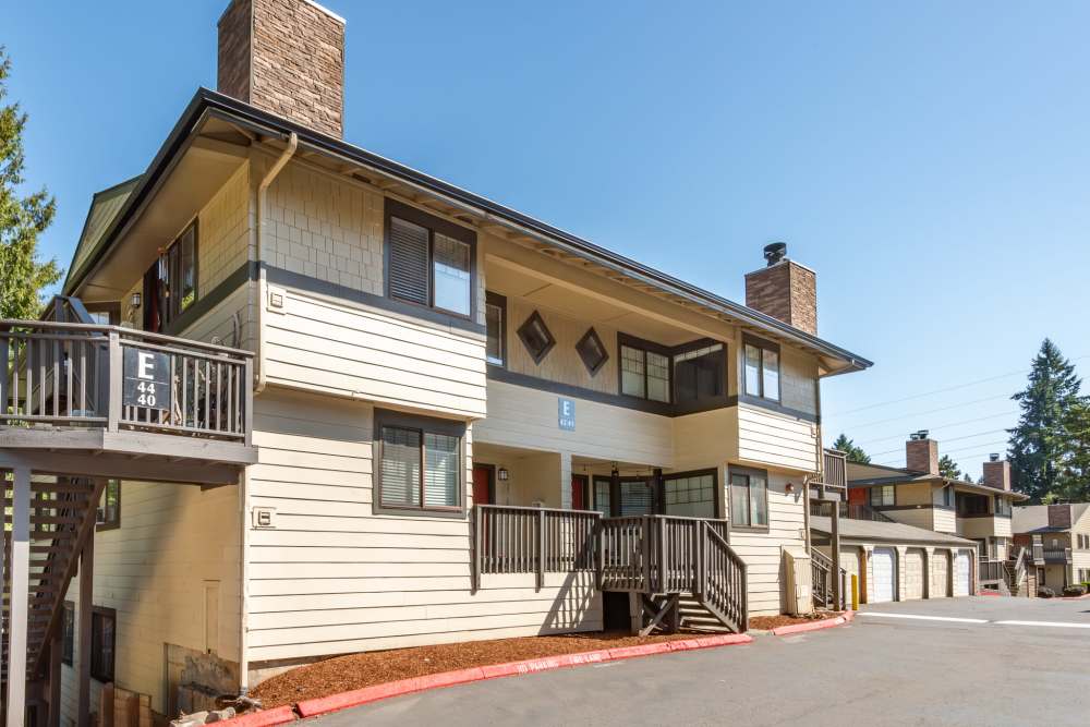 Apartment exterior at The Rosewood Apartments in Vancouver, Washington