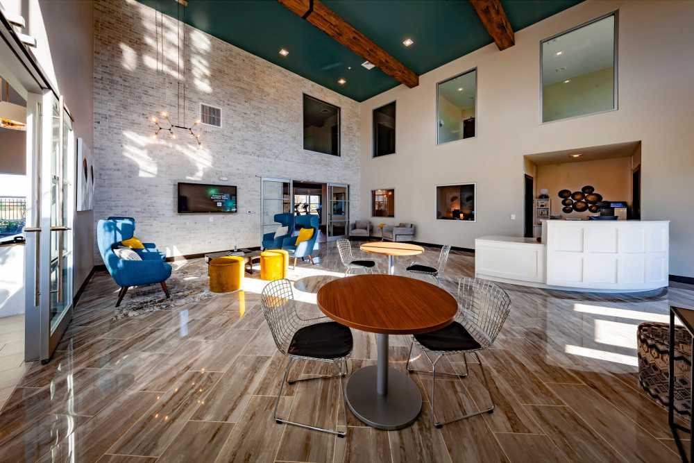 Modern clubhouse at Flats at Stones Crossing in Greenwood, Indiana