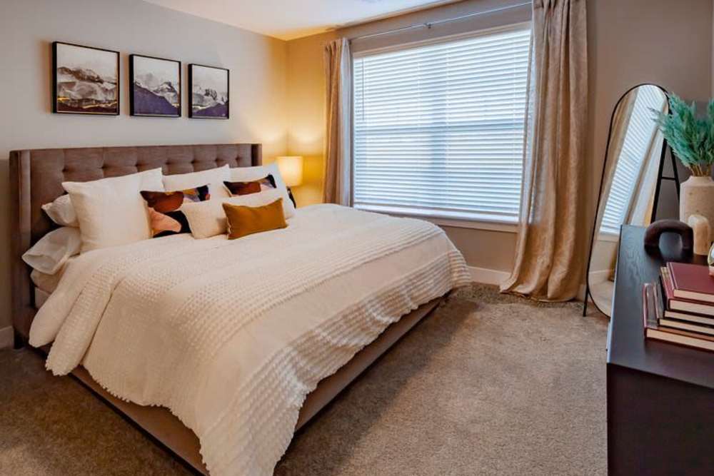 Bedroom at Flats at Stones Crossing in Greenwood, Indiana