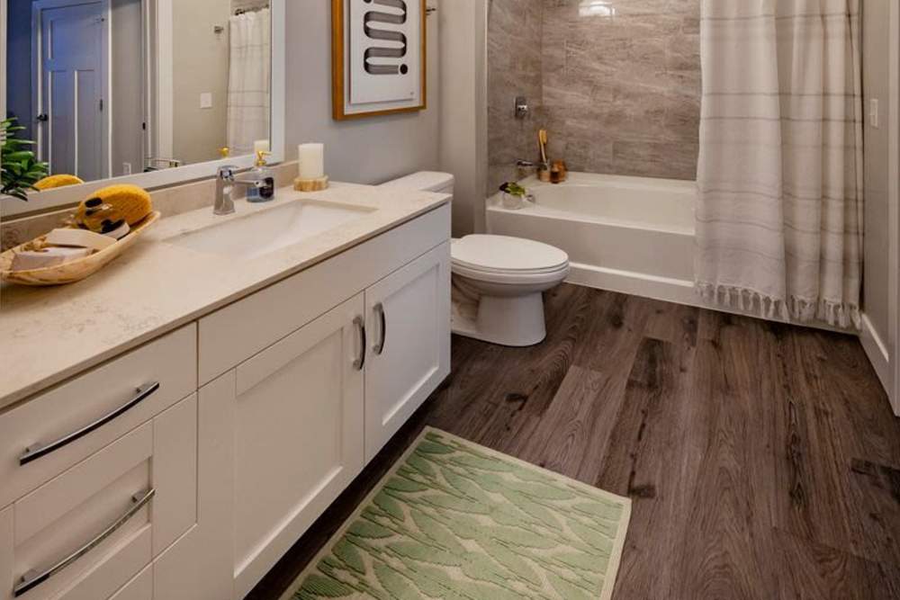 Bathroom at Flats at Stones Crossing in Greenwood, Indiana