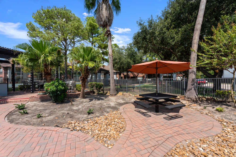 Outdoor seating area at Barnett in Houston, Texas