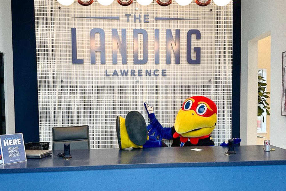 Front desk reception area at The Landing Lawrence