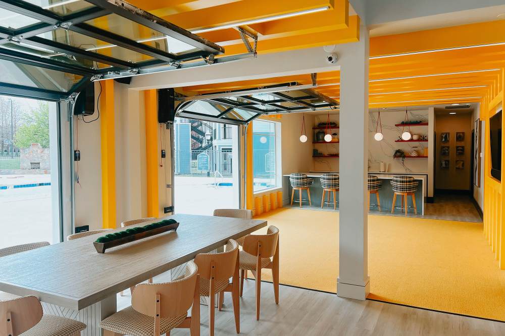 Renovated clubhouse lounge at The Landing Lawrence 