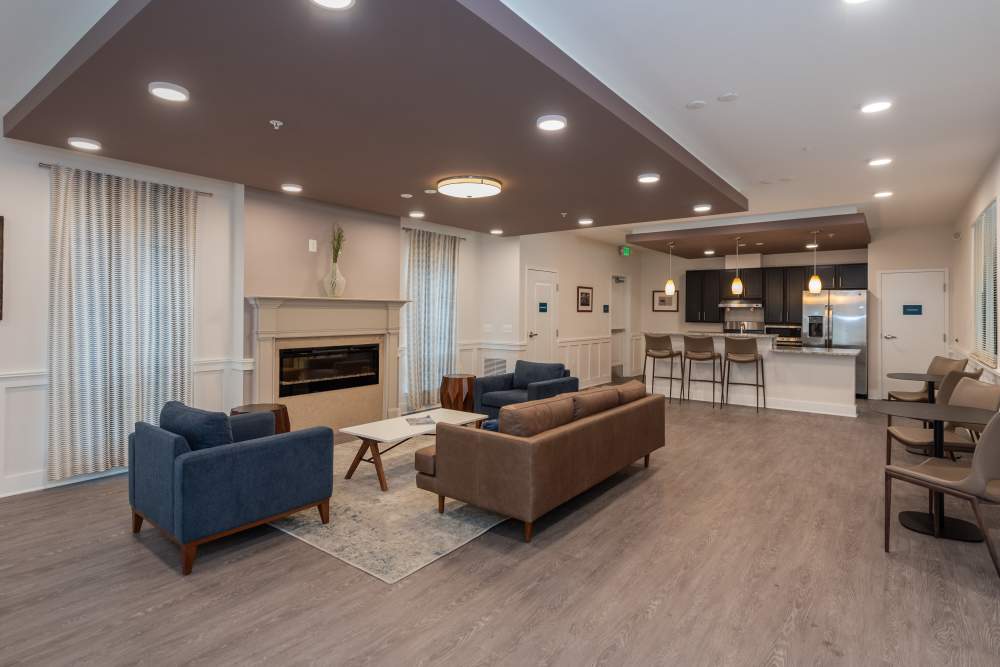 Clubhouse with fireplace at RiverWatch Apartments in Elkridge, Maryland