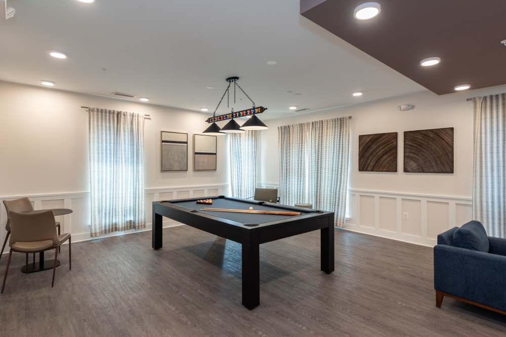 Clubhouse pool table at RiverWatch Apartments in Elkridge, Maryland