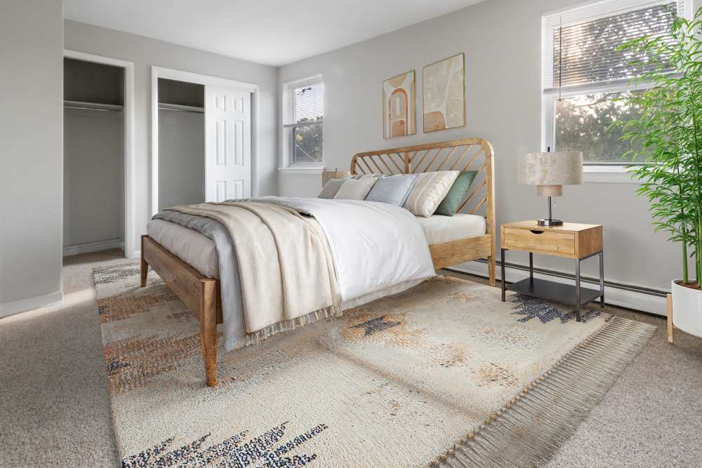 bedroom with 2 closets at Aston Pointe Apartments in Aston, Pennsylvania