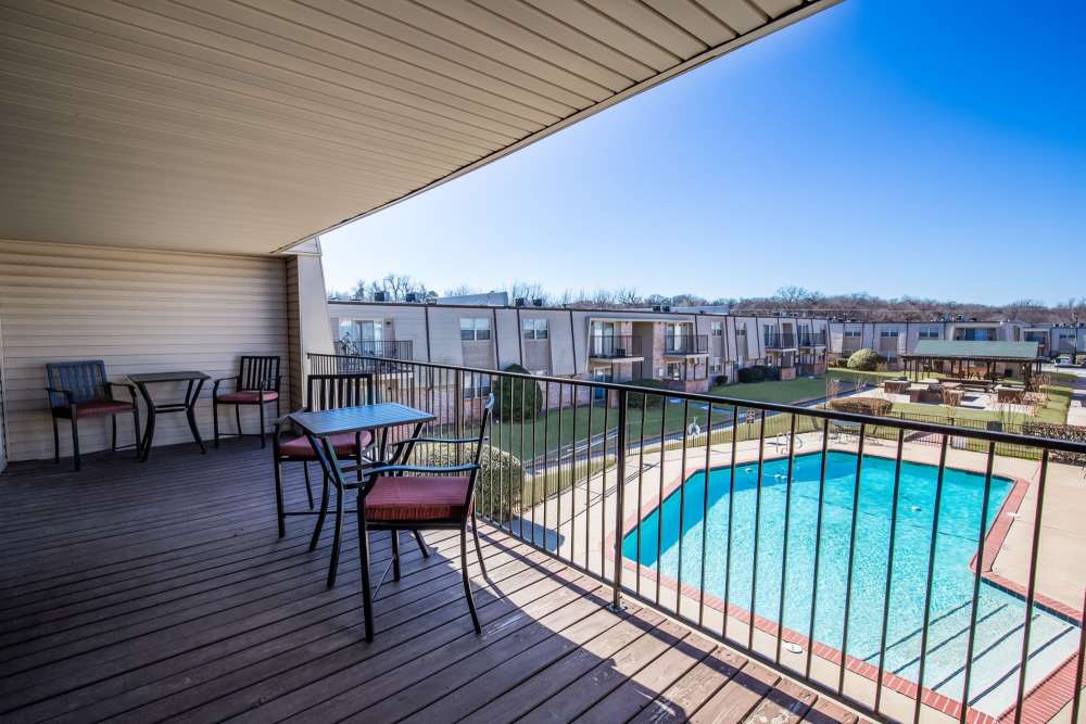 Patio with railing at Council Crossing in Bethany, Oklahoma