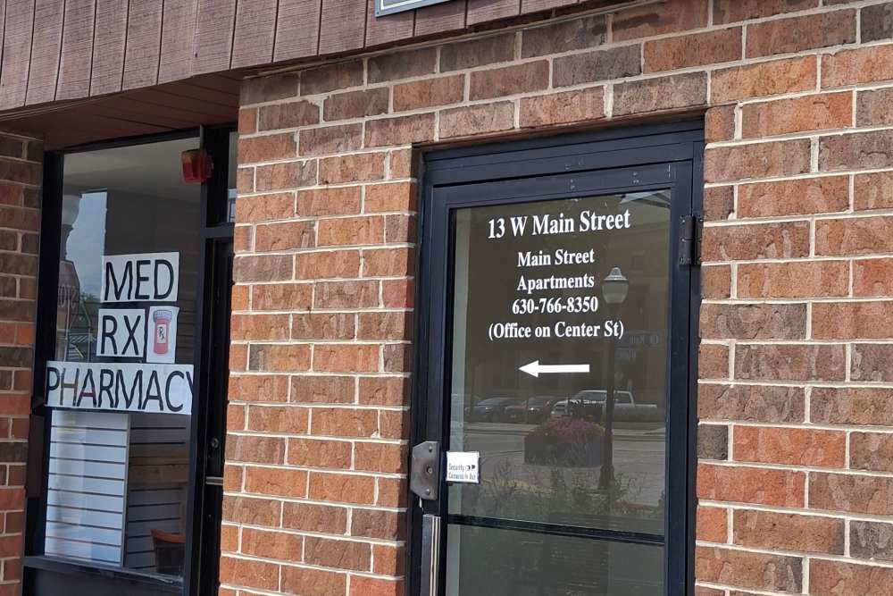 Entrance at Main Street Apartments in Bensenville, Illinois