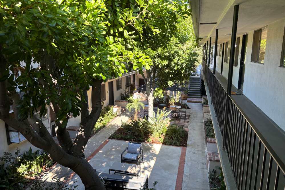 Community view from balcony at The Indie Glendale Collection in Glendale, California