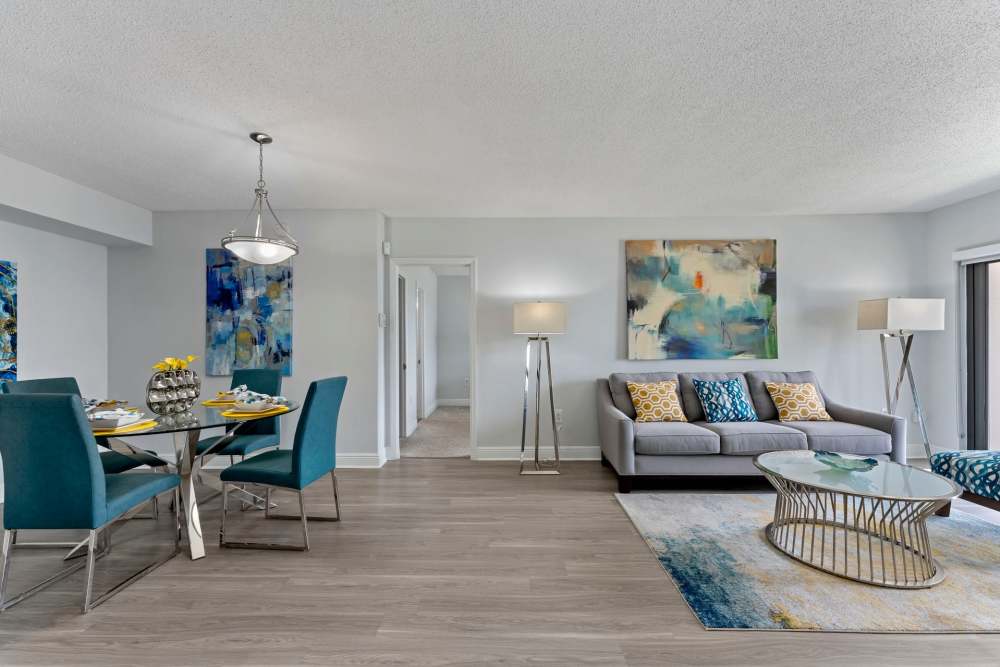 Spacious living area and dining area at Marina Del Mar in Sunny Isles Beach, Florida