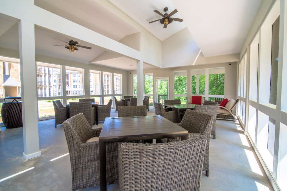 Dining area at Lodge at Croasdaile Farm in Durham, North Carolina