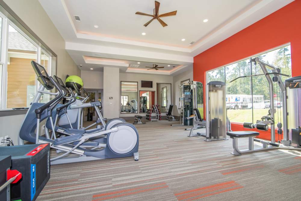 Fitness center at Lodge at Croasdaile Farm in Durham, North Carolina