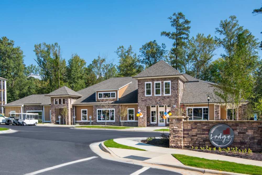 View across the street of  Lodge at Croasdaile Farm in Durham, North Carolina