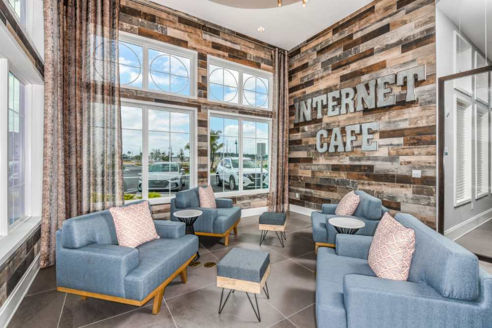 Internet cafe space at Champions Vue Apartments in Davenport, Florida