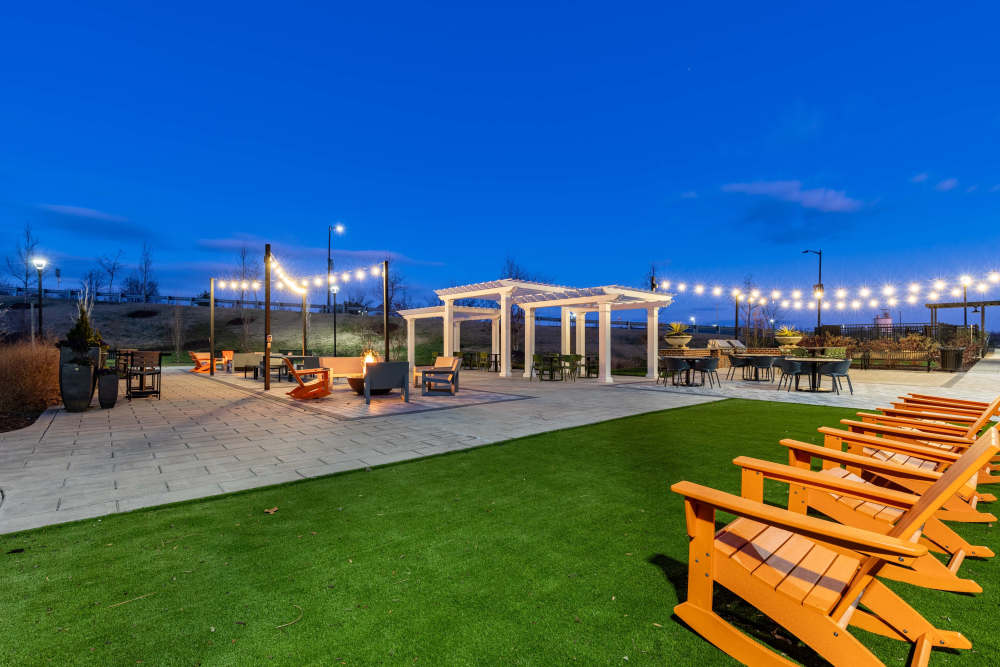 Outdoor seating area with lots of seating at The Residences at Annapolis Junction in Annapolis Junction, Maryland